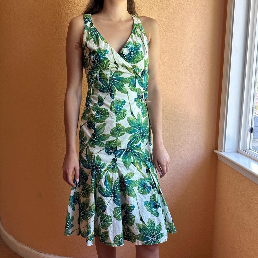 Karen Millen Leaf Printed Sheath Dress sz4